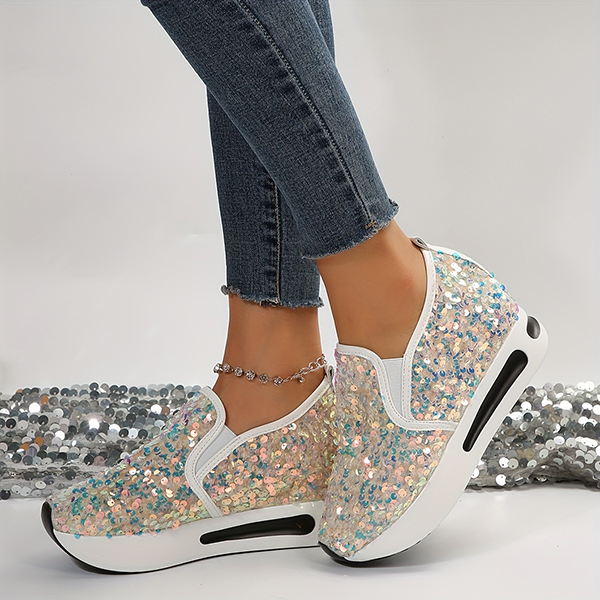 🔥LAST DAY 50% OFF - Women's Sequins Casual Low Top Wedge Sneakers