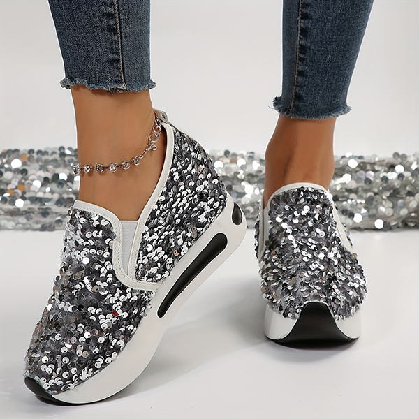 🔥LAST DAY 50% OFF - Women's Sequins Casual Low Top Wedge Sneakers