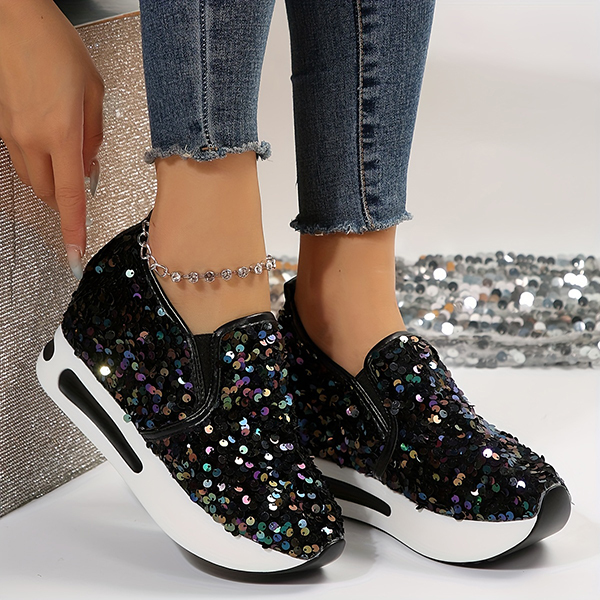 🔥LAST DAY 50% OFF - Women's Sequins Casual Low Top Wedge Sneakers