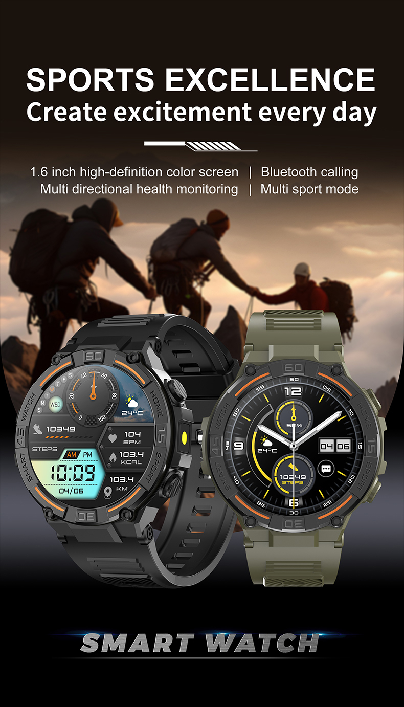 Sports Smart Watch For Men: LED Lighting, Answer/Make Calls, Outdoor Sports Watch, Fitness Tracker, Pedometer
