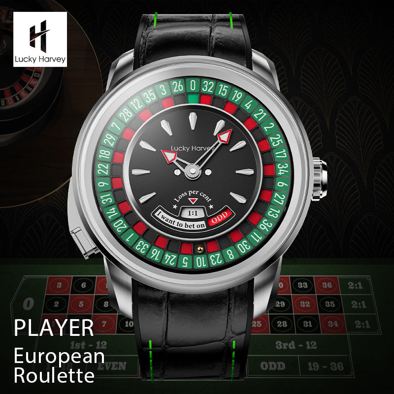 Lucky Harvey Automaton Player Series Silver European Roulette 18K GOLD BALL Automatic Watch