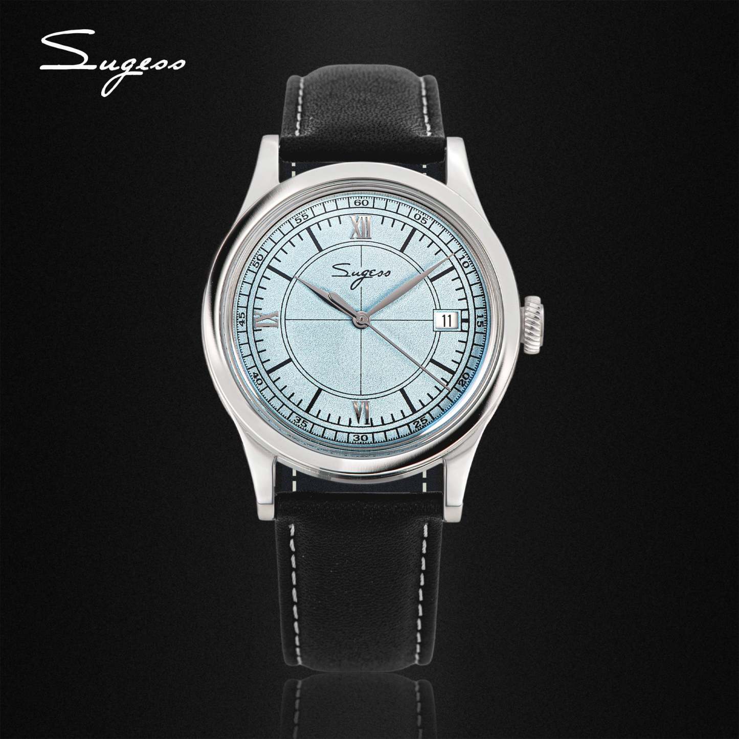 Heritage 411-3B Seagull 2130 Movement  Stainless Steel Case Deep Light Blue Dial SU4113BLB-TIME.SHOP