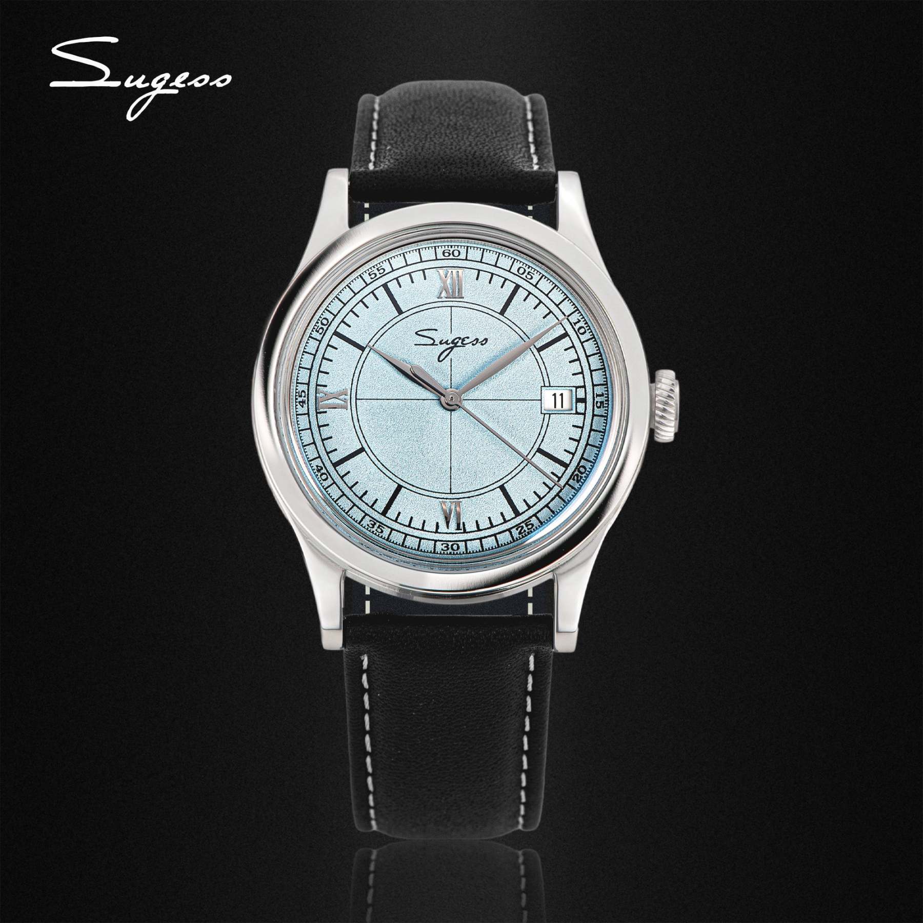 Heritage 411-3B Seagull 2130 Movement  Stainless Steel Case Deep Light Blue Dial SU4113BLB-TIME.SHOP