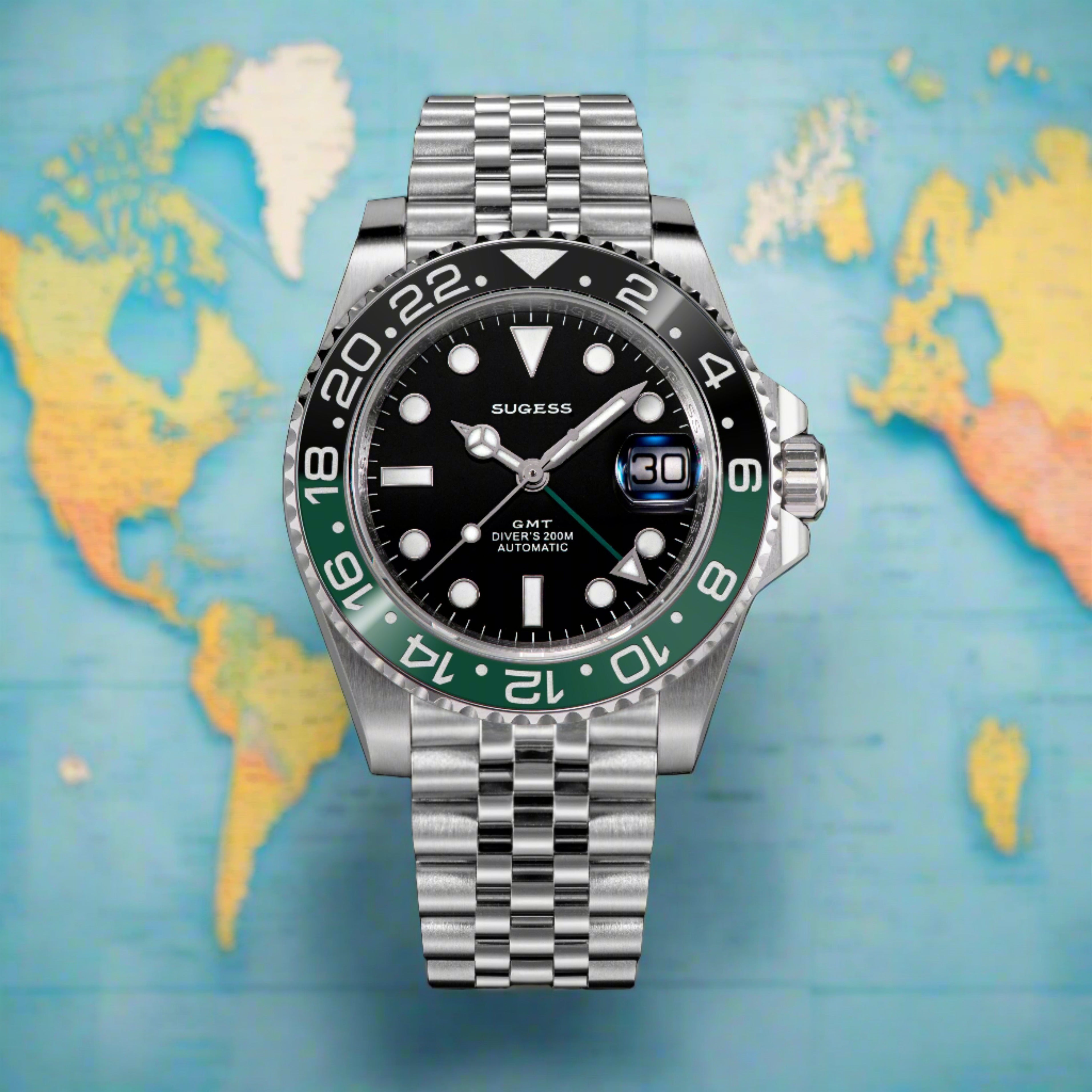 GMT DIVER'S SG116710LN Green Black Bezel Jubilee Bracelet-TIME.SHOP
