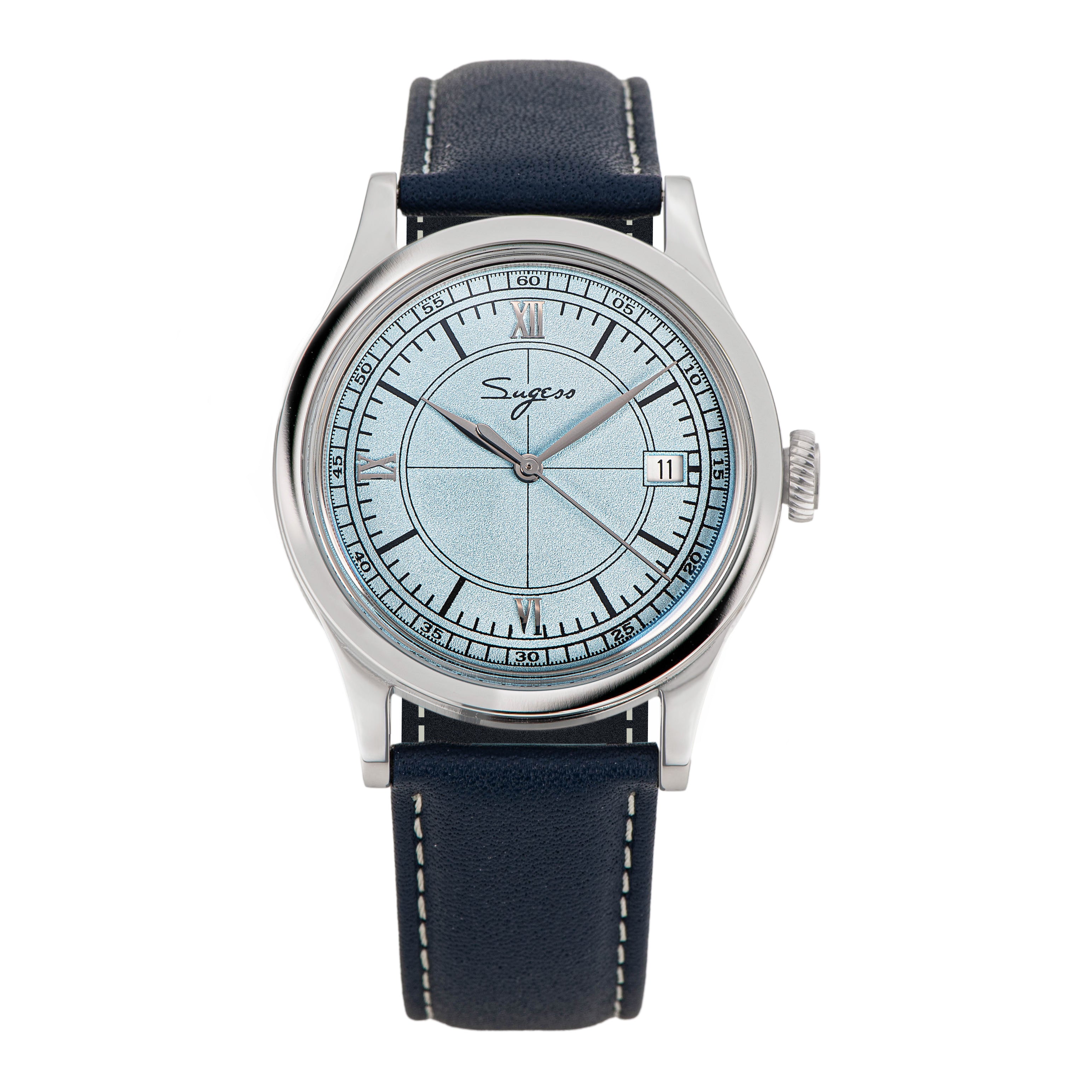 Heritage 411-3B Seagull 2130 Movement  Stainless Steel Case Deep Light Blue Dial SU4113BLB-TIME.SHOP