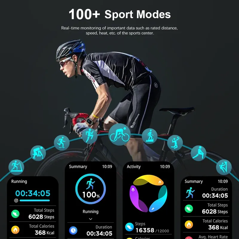 MELANDA 2.01" AMOLED Screen Bluetooth Call Smart Watch Men Outdoor Sports Tracker Health Monitor Smart Watch For Android ios