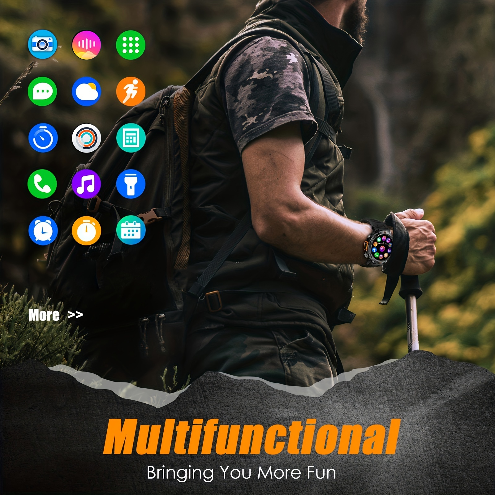 JELLOO Sports Smart Watch For Men: LED Lighting, Answer/Make Calls, Outdoor Sports Watch, Fitness Tracker, Pedometer & More - Compatible With Android!