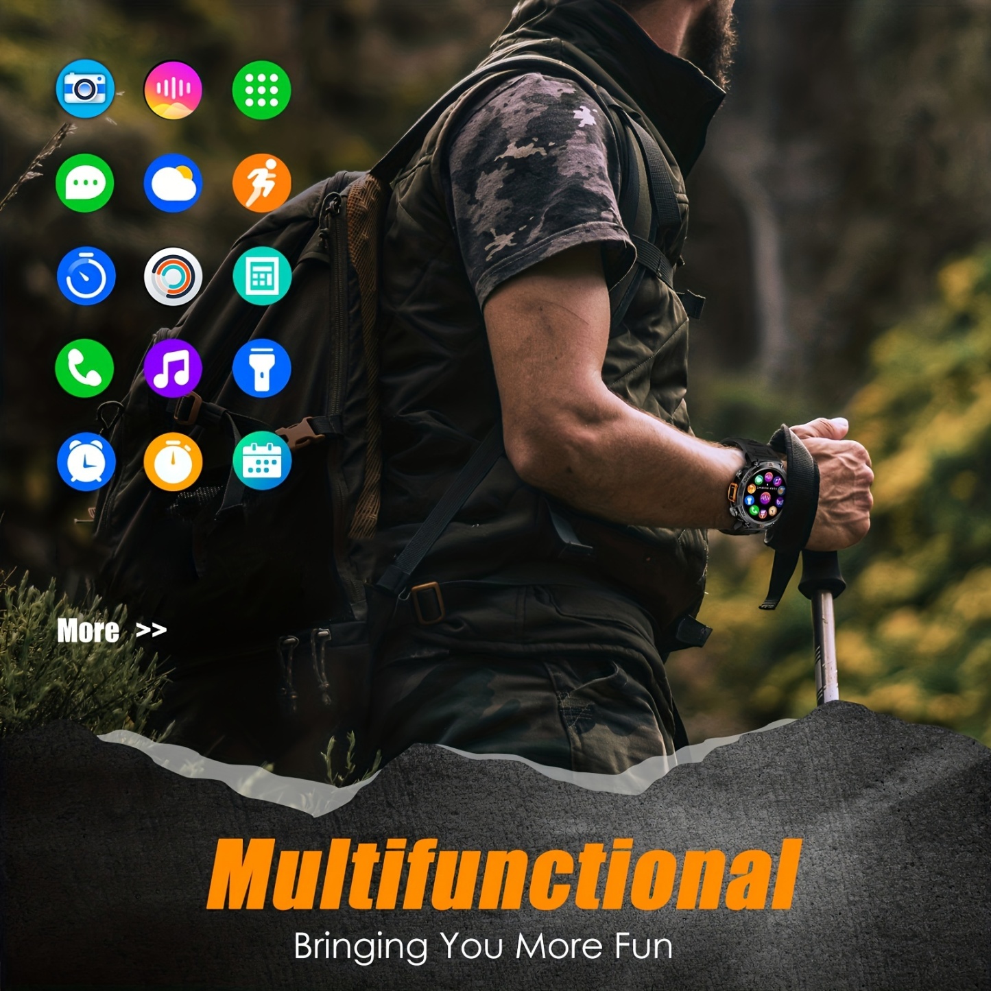 JELLOO Sports Smart Watch For Men: LED Lighting, Answer/Make Calls, Outdoor Sports Watch, Fitness Tracker, Pedometer & More - Compatible With Android!