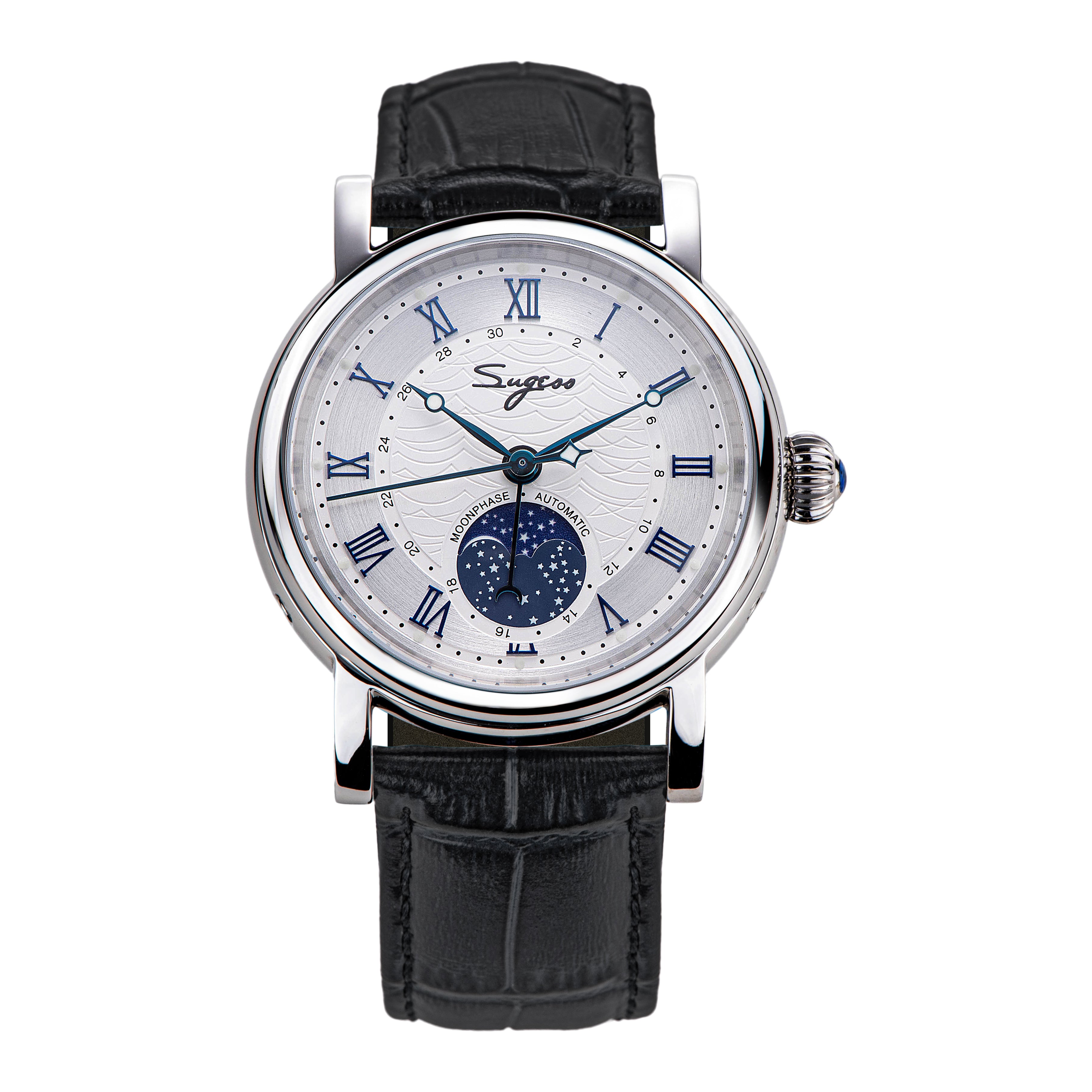 MoonPhase Master SU2108SZ Stainless-Steel Moon Phase Blue Indices-TIME.SHOP