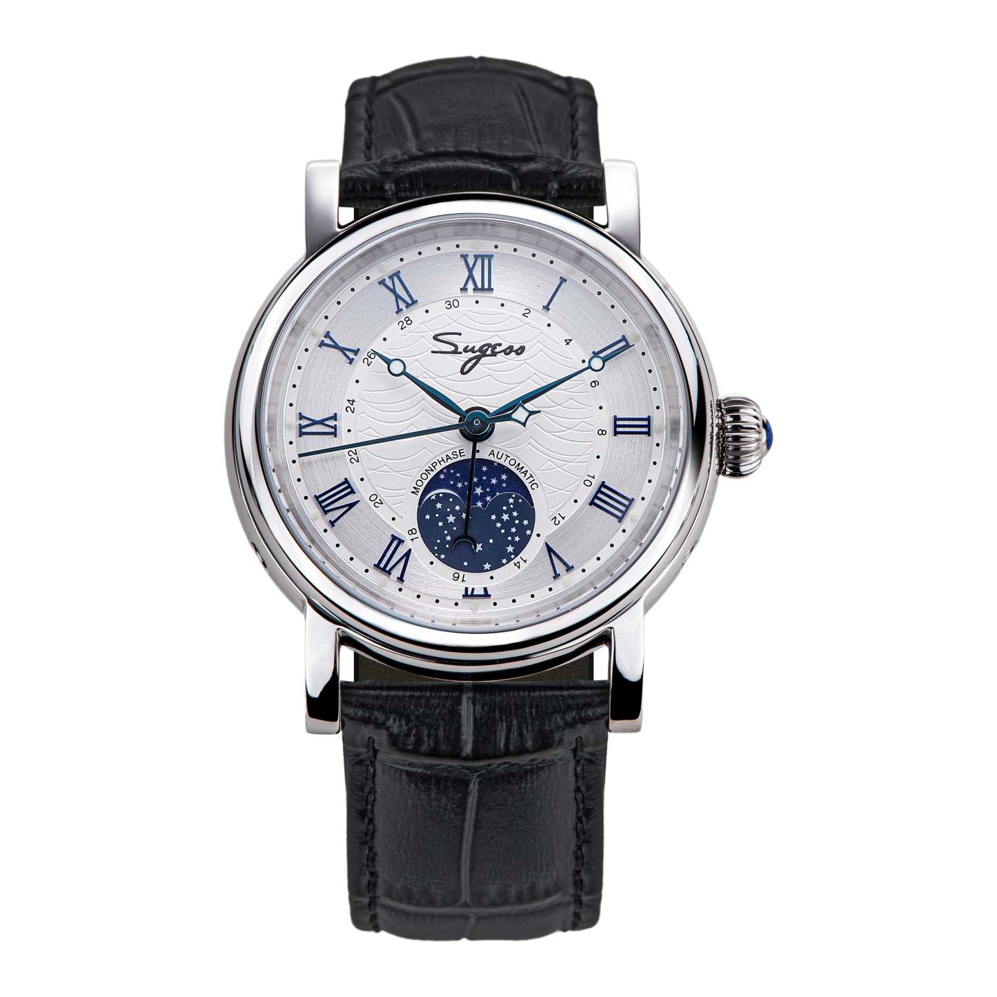 MoonPhase Master SU2108SZ Stainless-Steel Moon Phase Blue Indices-TIME.SHOP