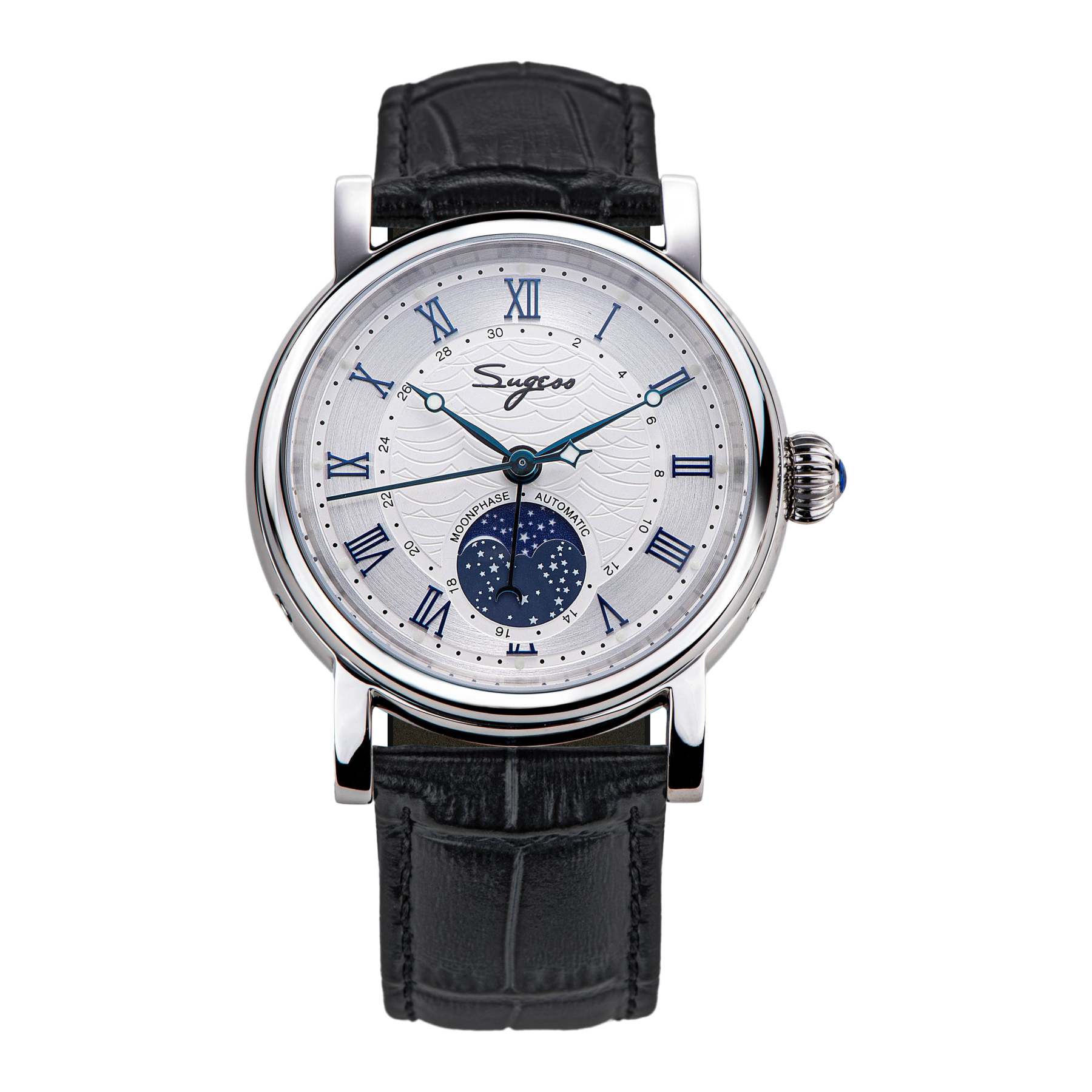 MoonPhase Master SU2108SZ Stainless-Steel Moon Phase Blue Indices-TIME.SHOP