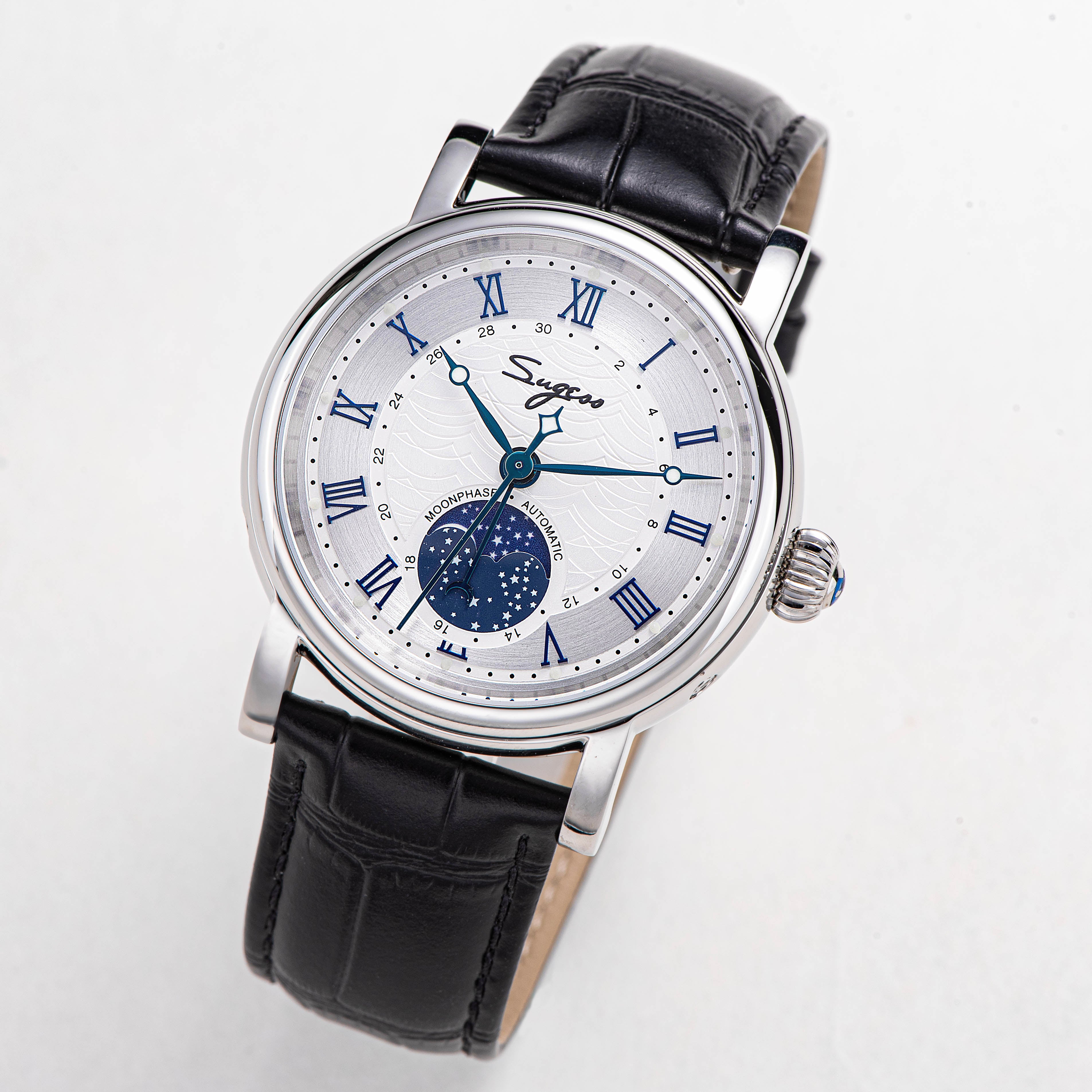 MoonPhase Master SU2108SZ Stainless-Steel Moon Phase Blue Indices-TIME.SHOP