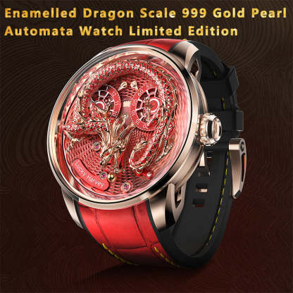 2024 Green Enamel Dragon Scale 999 Gold Pearl Automata Watch Limited Edition 200PCS Lucky Harvey