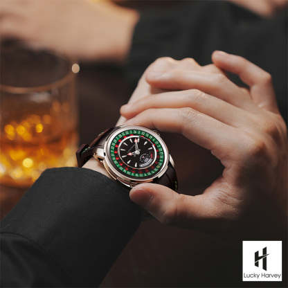 Lucky Harvey Automaton Player Series Silver European Roulette 18K GOLD BALL Automatic Watch