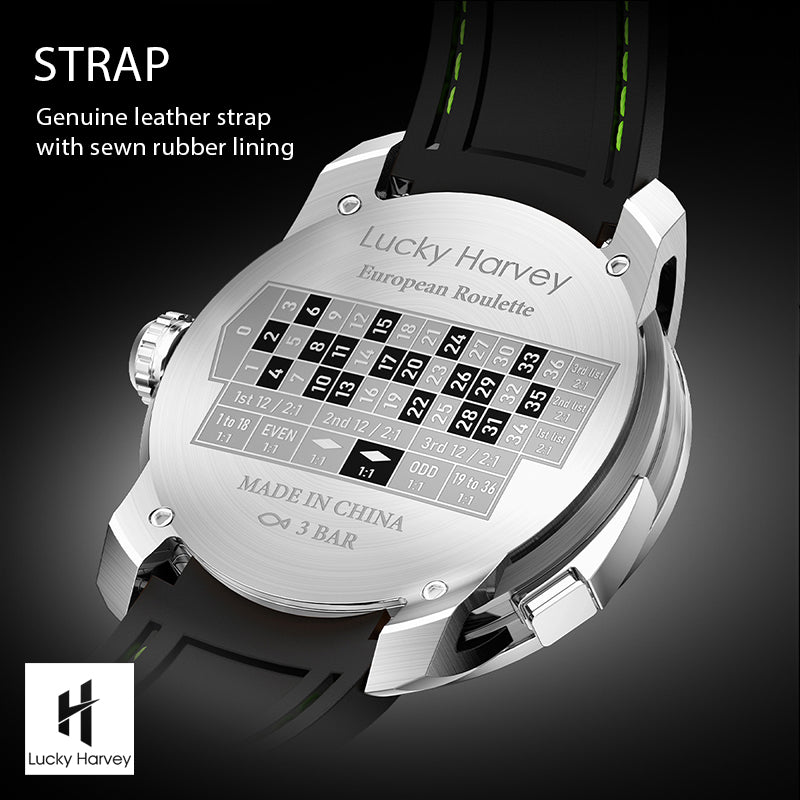 Lucky Harvey Automaton Player Series Silver European Roulette 18K GOLD BALL Automatic Watch