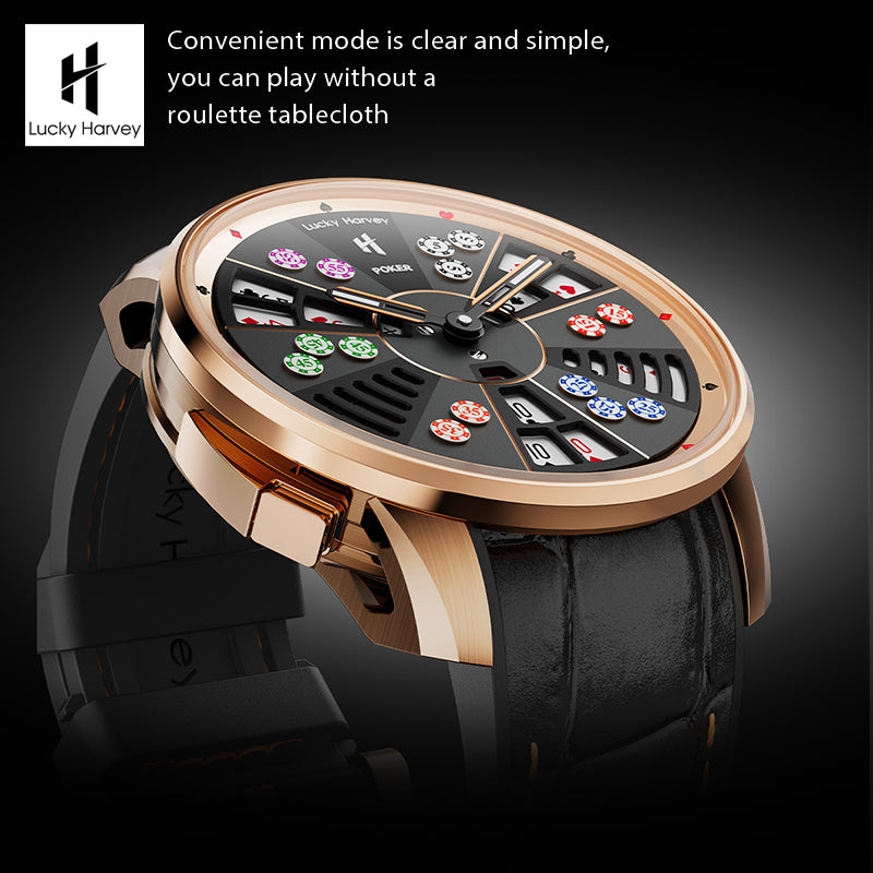 Lucky Harvey Automaton Player Series Silver Three Card Poker (SAN GONG) Roulette Automatic Watch