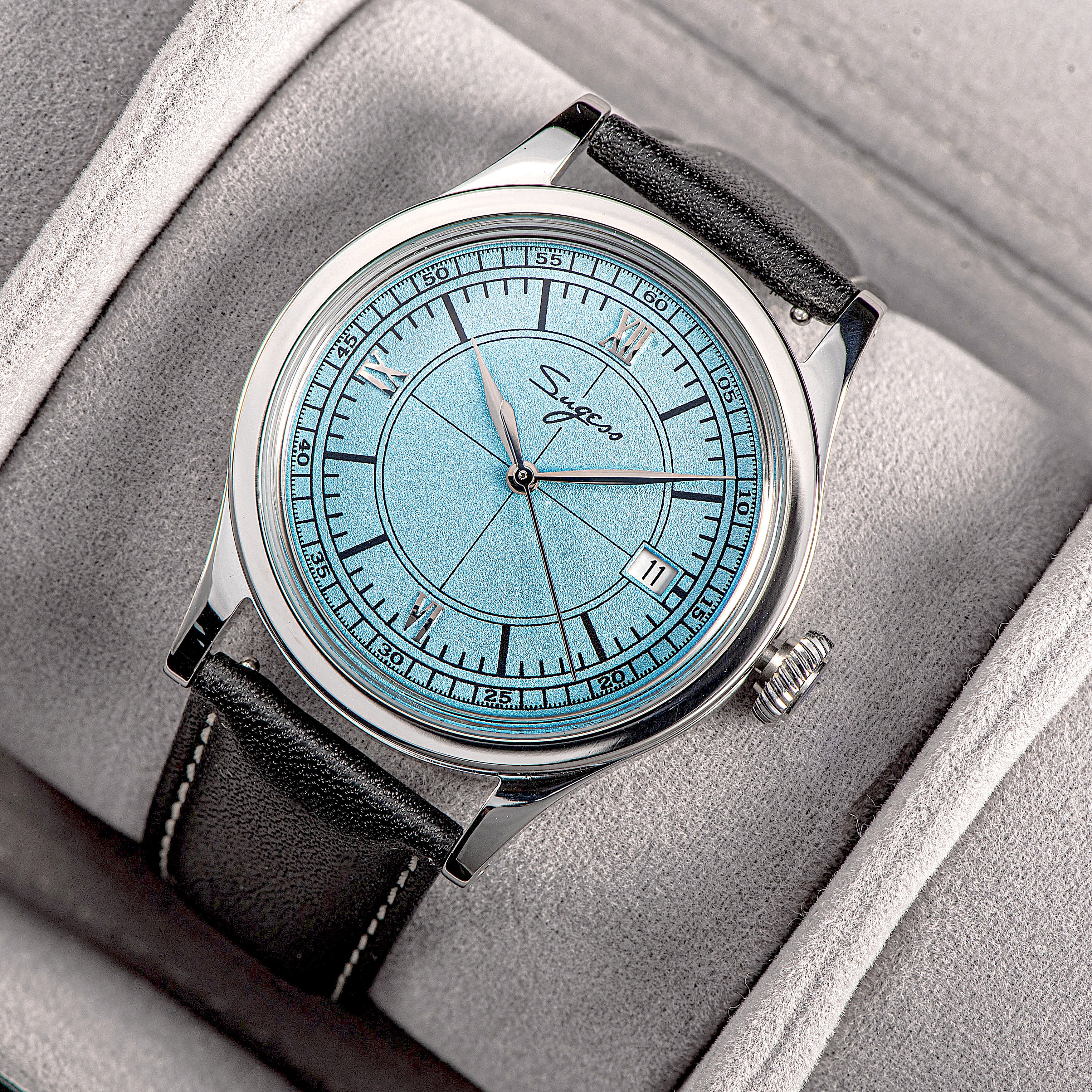 Heritage 411-3B Seagull 2130 Movement  Stainless Steel Case Deep Light Blue Dial SU4113BLB-TIME.SHOP