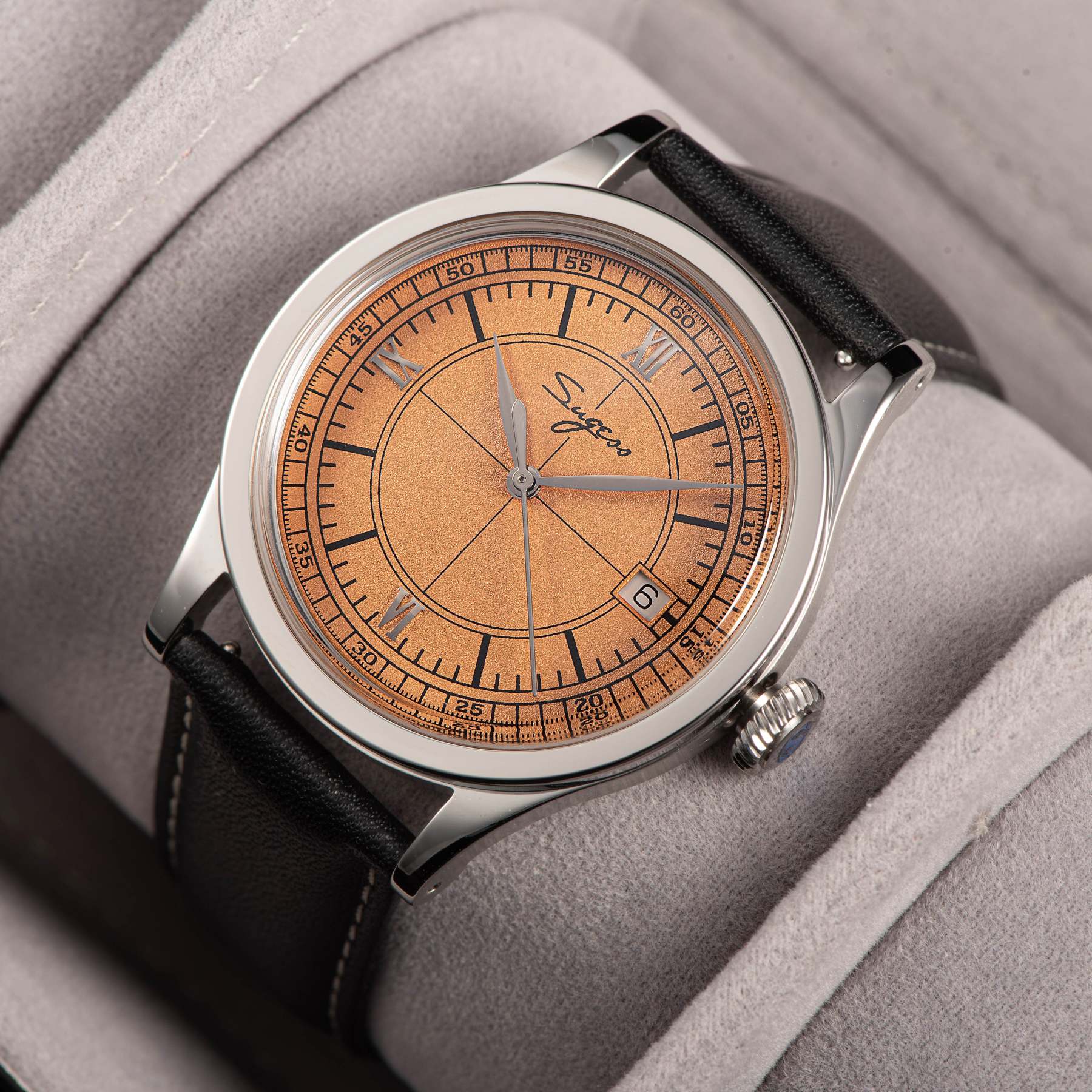 Heritage 411-3B Seagull 2130 Movement  Stainless Steel Case Deep Orange Dial SU4113BOR-TIME.SHOP