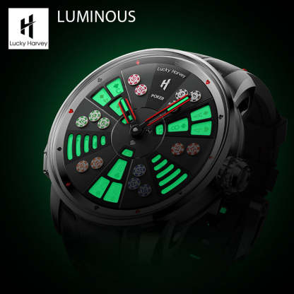 Lucky Harvey Automaton Player Series Silver Three Card Poker (SAN GONG) Roulette Automatic Watch