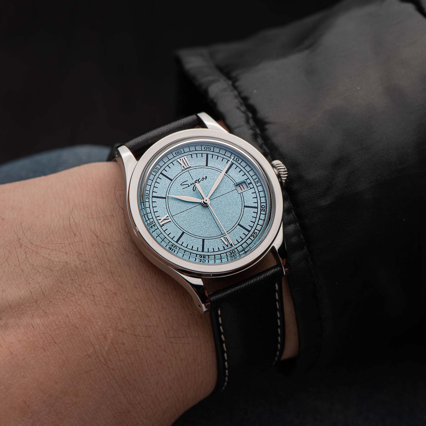 Heritage 411-3B Seagull 2130 Movement  Stainless Steel Case Deep Light Blue Dial SU4113BLB-TIME.SHOP