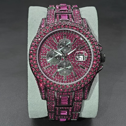 New Blue Rhinestone Hip Hop Men's Watch Fashion Ice Party Jewelry Watch Luxury Shining Gemstone Accessories Watch Fashion Men's and Women's Watch