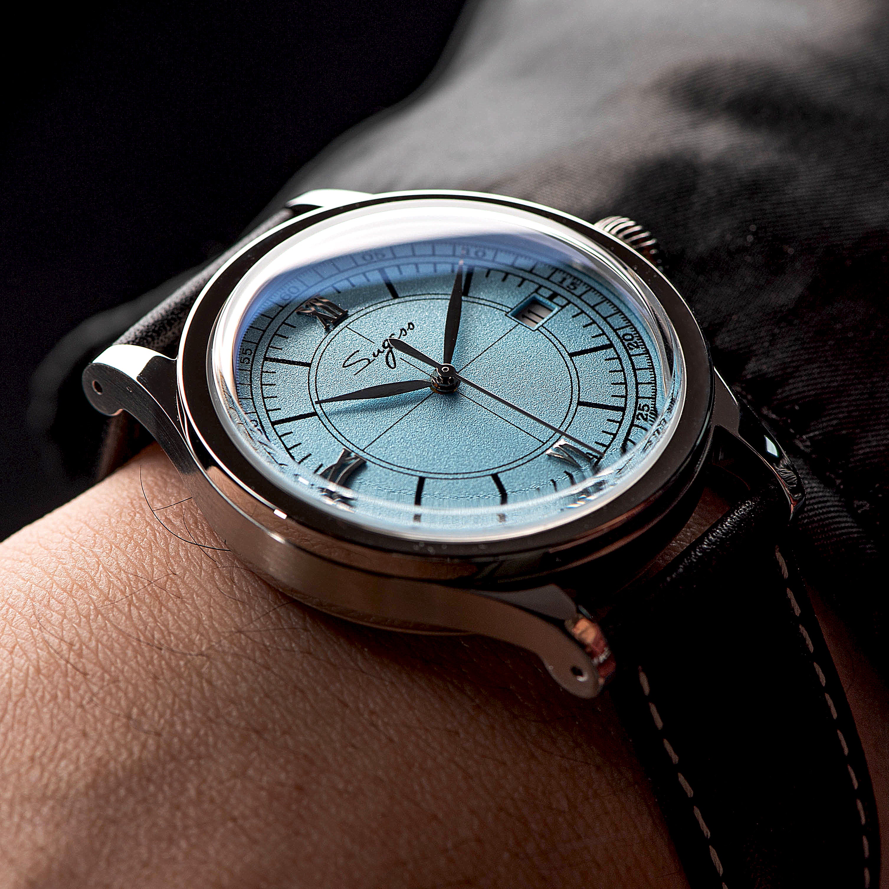 Heritage 411-3B Seagull 2130 Movement  Stainless Steel Case Deep Light Blue Dial SU4113BLB-TIME.SHOP