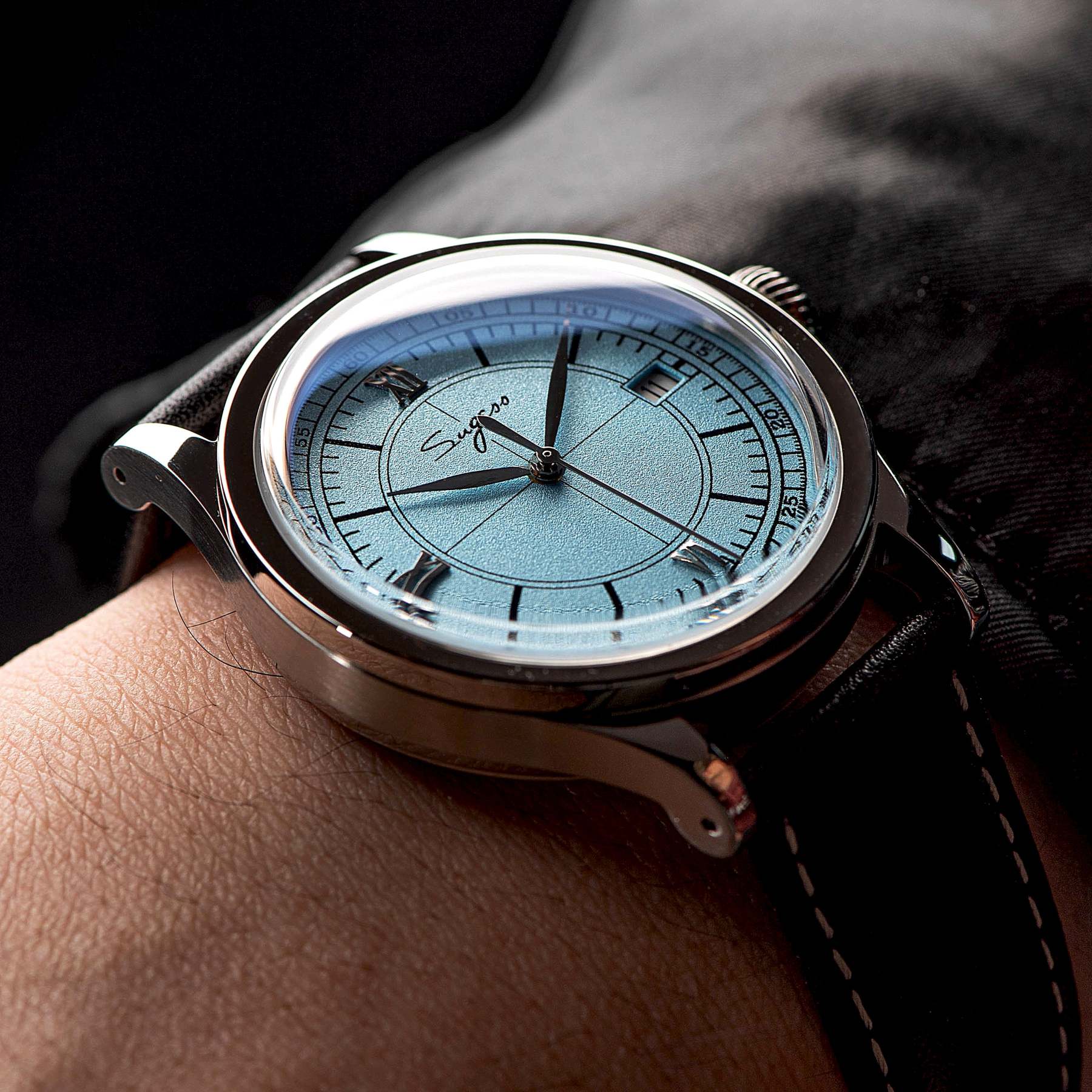 Heritage 411-3B Seagull 2130 Movement  Stainless Steel Case Deep Light Blue Dial SU4113BLB-TIME.SHOP