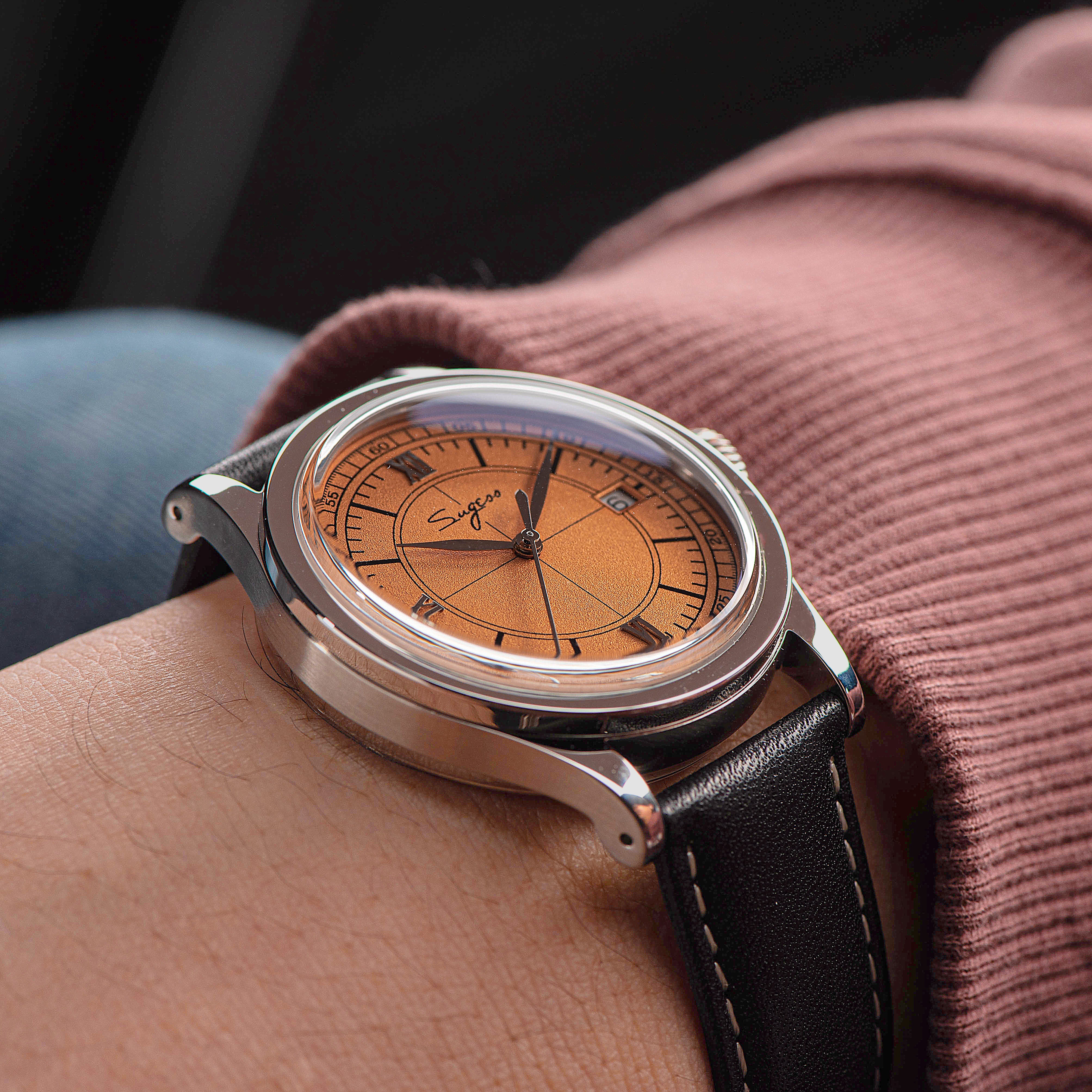 Heritage 411-3B Seagull 2130 Movement  Stainless Steel Case Deep Orange Dial SU4113BOR-TIME.SHOP