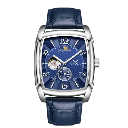 Brand ONOLA Top Luxury Fashion Men's Watches Luminous Square Mechanical Skeleton Sport Waterproof Male Automatic Watch Men