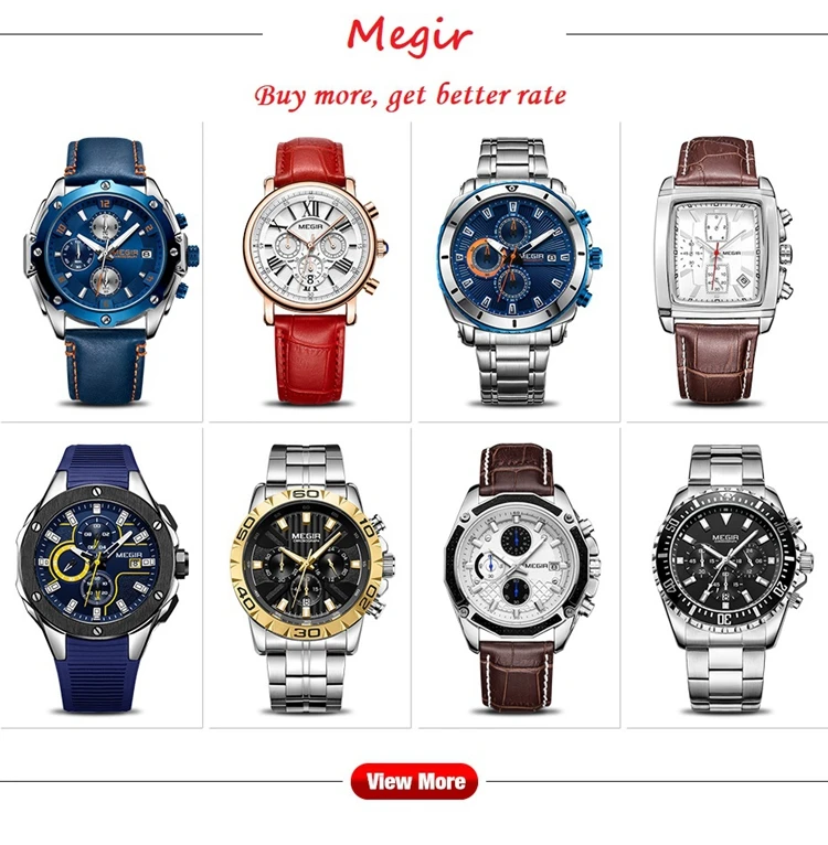 New Luxury Brand Male Reloj Megir 2087 Chronograph Wrist Watch