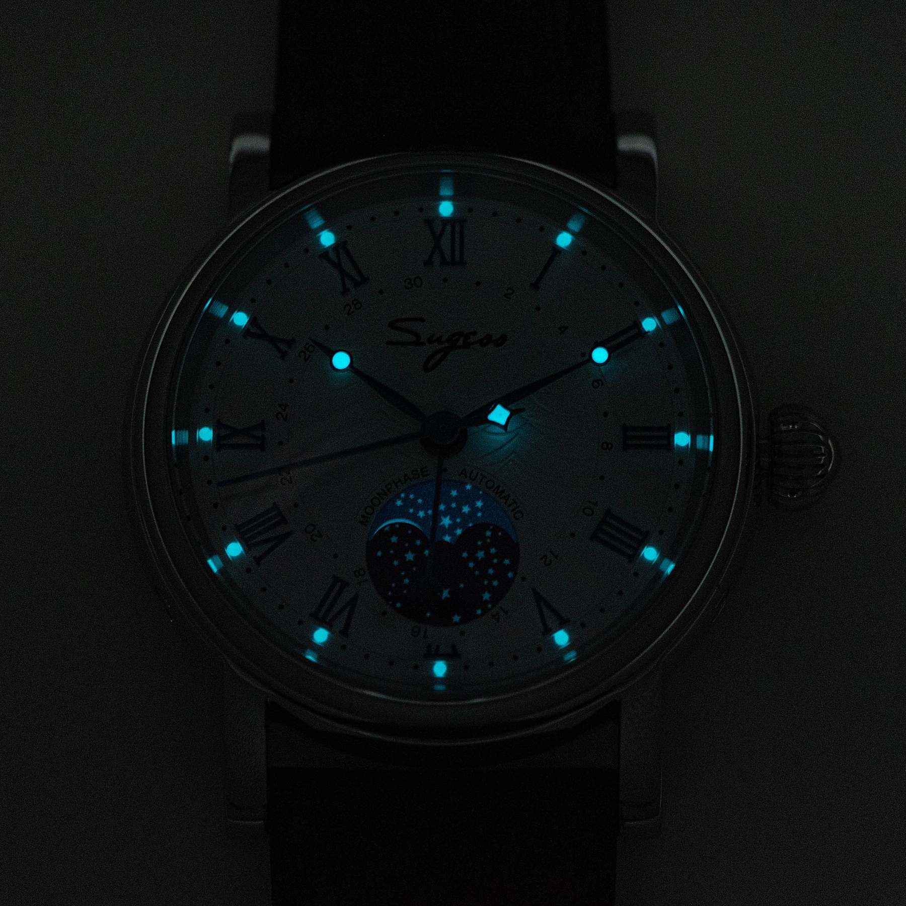 MoonPhase Master SU2108SZ Stainless-Steel Moon Phase Blue Indices-TIME.SHOP