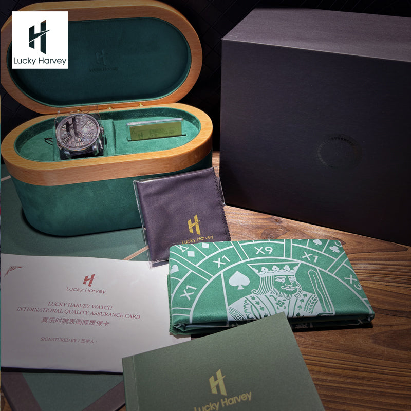 Lucky Harvey Automaton Player Series Silver Three Card Poker (SAN GONG) Roulette Automatic Watch