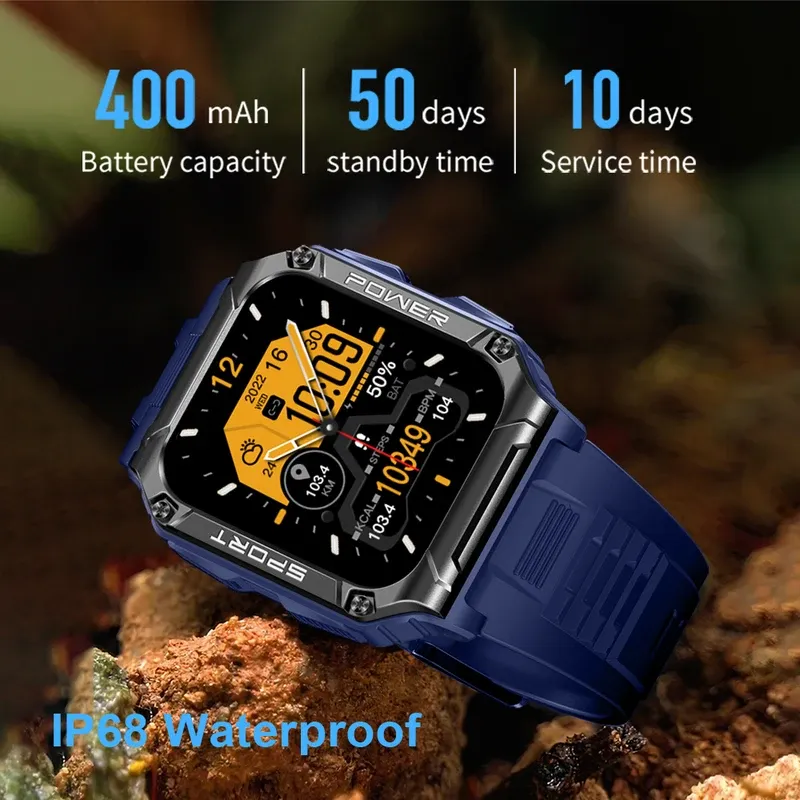 Hit 1.95 "new Bluetooth call smart watch men sport fitness tracker compass weather IP68 waterproof male smartwatch 400mAh