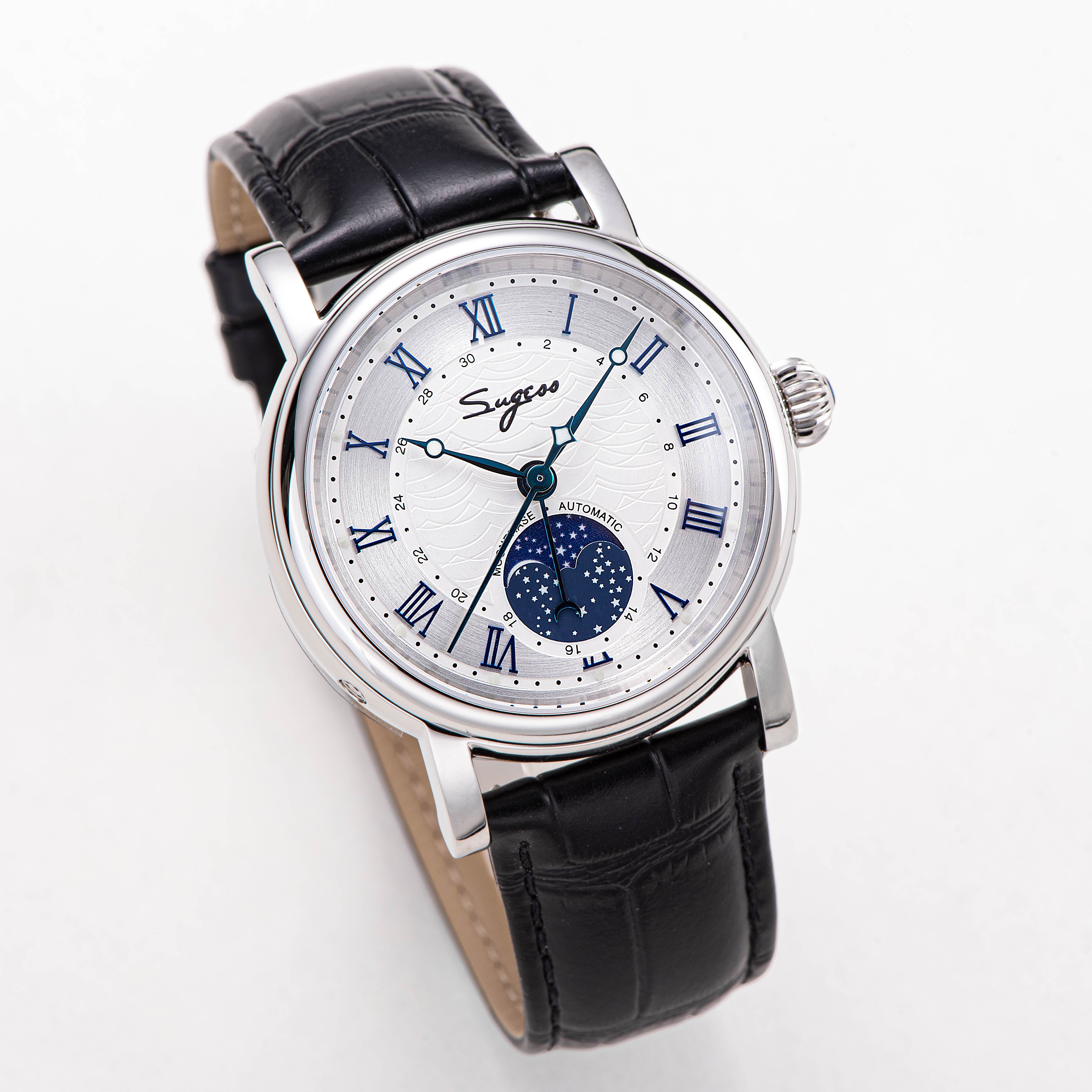 MoonPhase Master SU2108SZ Stainless-Steel Moon Phase Blue Indices-TIME.SHOP