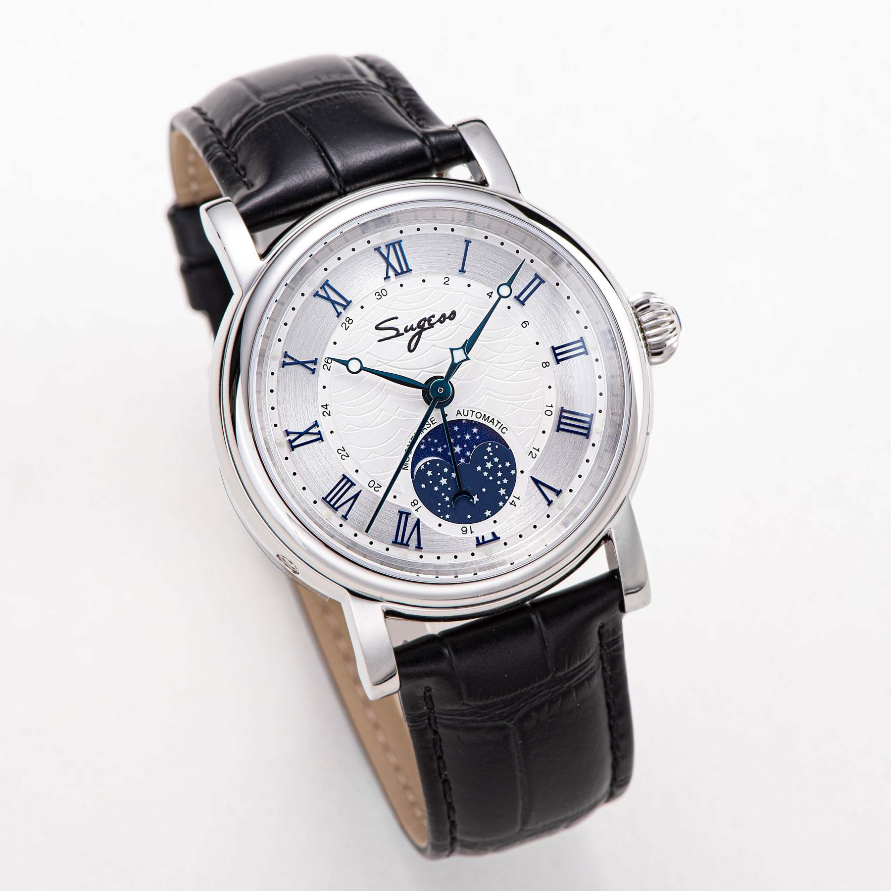 MoonPhase Master SU2108SZ Stainless-Steel Moon Phase Blue Indices-TIME.SHOP