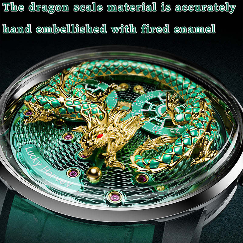 2024 Green Enamel Dragon Scale 999 Gold Pearl Automata Watch Limited Edition 200PCS Lucky Harvey