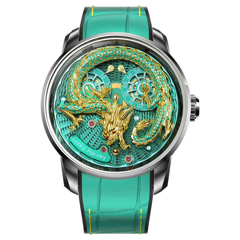 2024 Green Enamel Dragon Scale 999 Gold Pearl Automata Watch Limited E