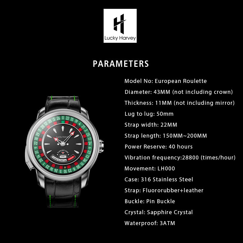 Lucky Harvey Automaton Player Series Silver European Roulette 18K GOLD BALL Automatic Watch