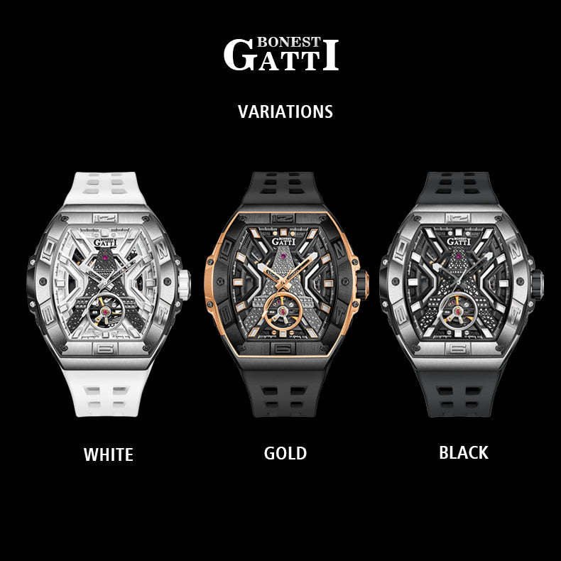 BONEST GATTI  Tower Theme Barrel shaped watch Skeleton Movement Watch BG9970