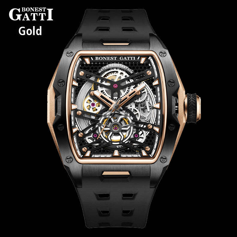 BONEST GATTI Automatic Skeleton Movement Barrel shaped Case Luminous BG5502