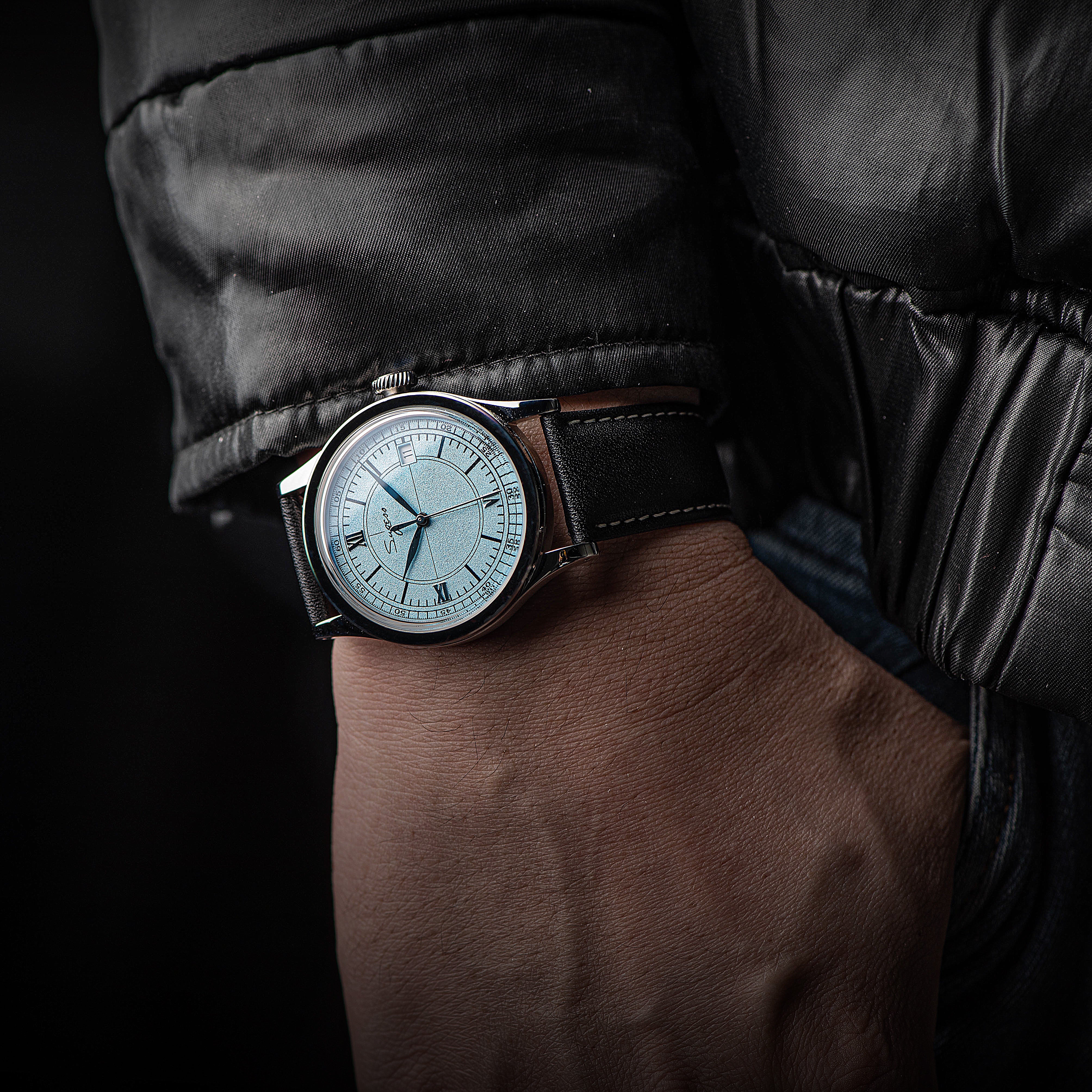 Heritage 411-3B Seagull 2130 Movement  Stainless Steel Case Deep Light Blue Dial SU4113BLB-TIME.SHOP