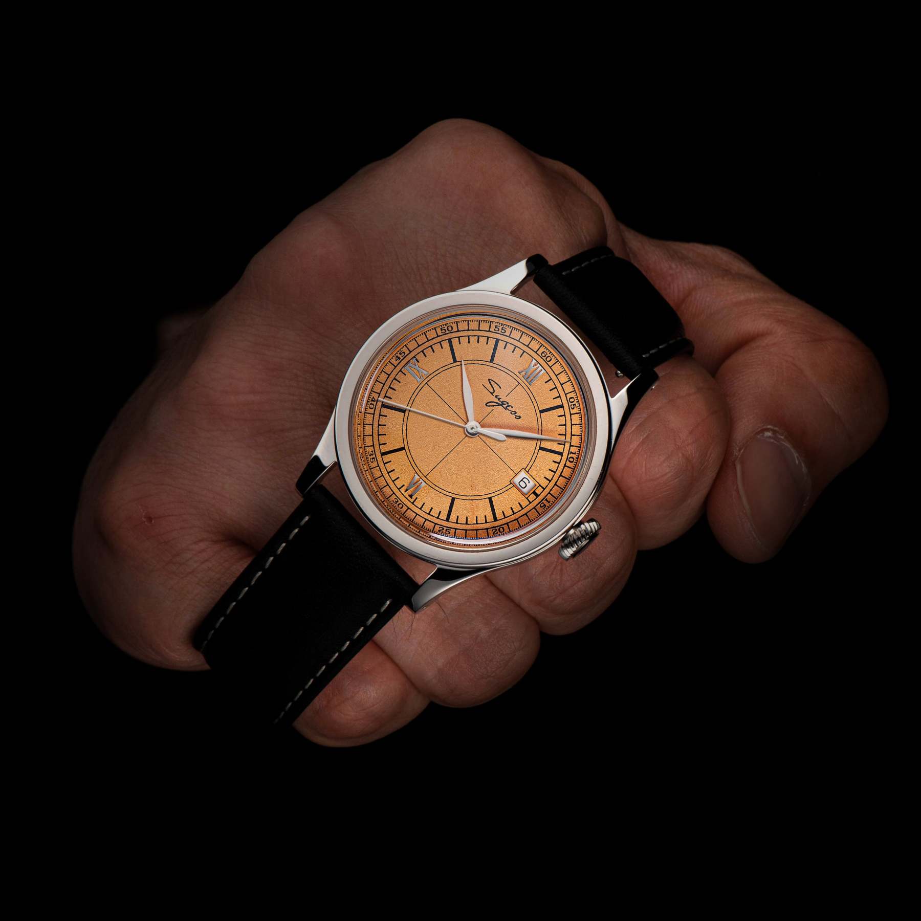 Heritage 411-3B Seagull 2130 Movement  Stainless Steel Case Deep Orange Dial SU4113BOR-TIME.SHOP