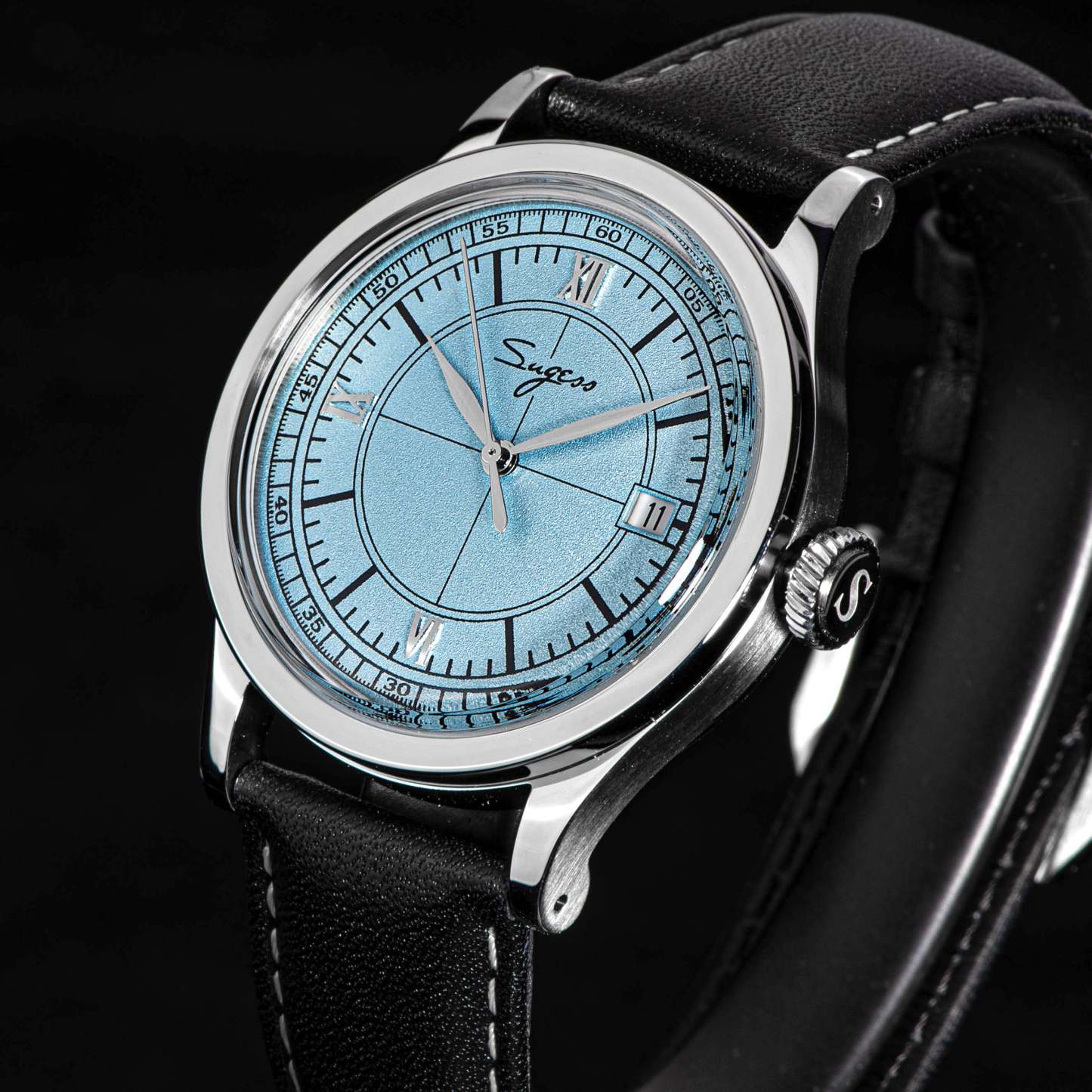 Heritage 411-3B Seagull 2130 Movement  Stainless Steel Case Deep Light Blue Dial SU4113BLB-TIME.SHOP