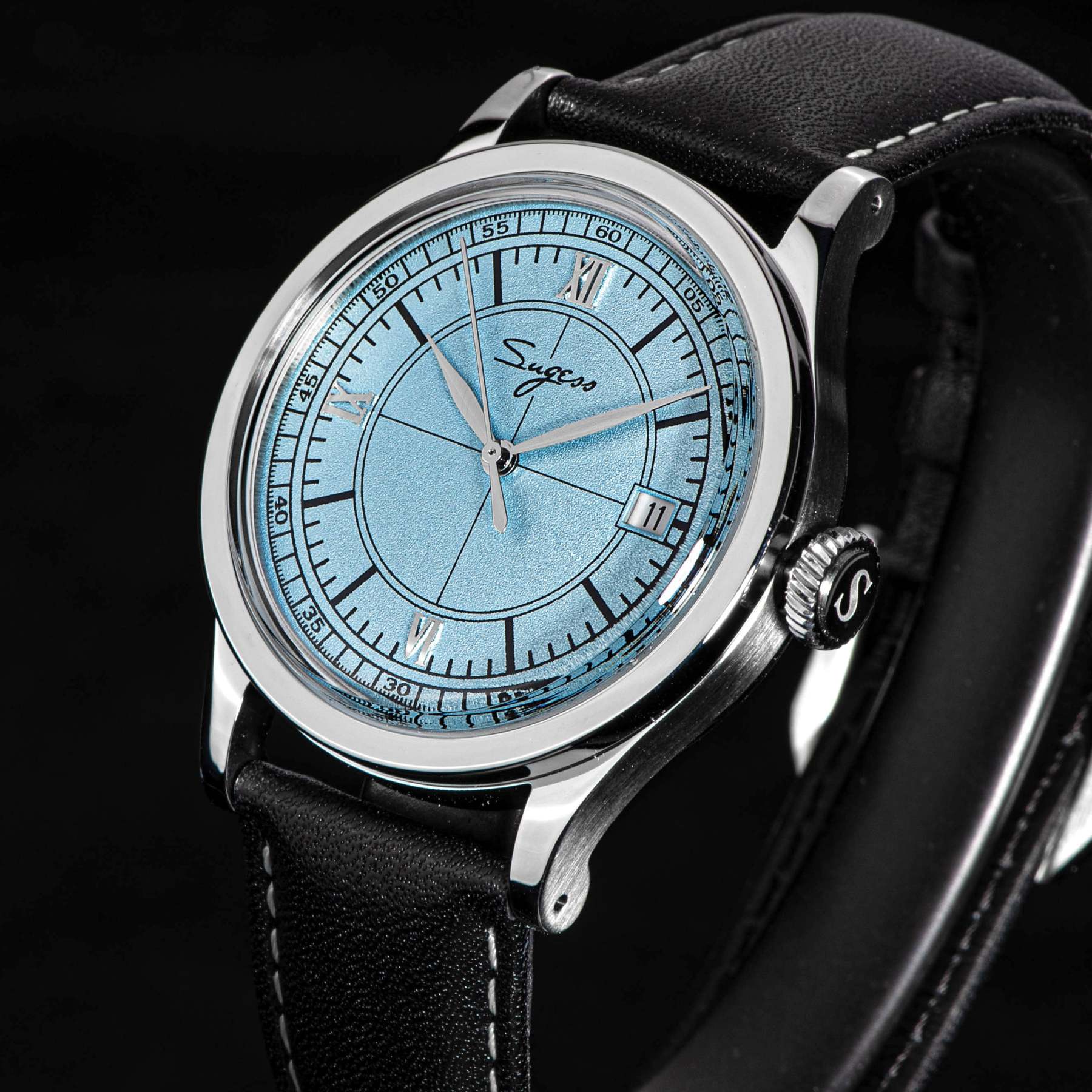 Heritage 411-3B Seagull 2130 Movement  Stainless Steel Case Deep Light Blue Dial SU4113BLB-TIME.SHOP