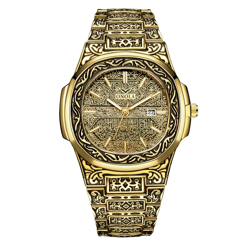 Men Watches ONOLA Fashion Casual Quartz Wristwatches Male Clock Top Brand Luxury Leather Wrist Watches with Calendar