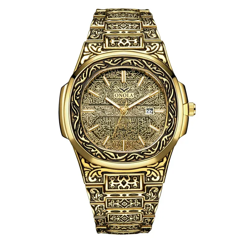 Men Watches ONOLA Fashion Casual Quartz Wristwatches Male Clock Top Brand Luxury Leather Wrist Watches with Calendar