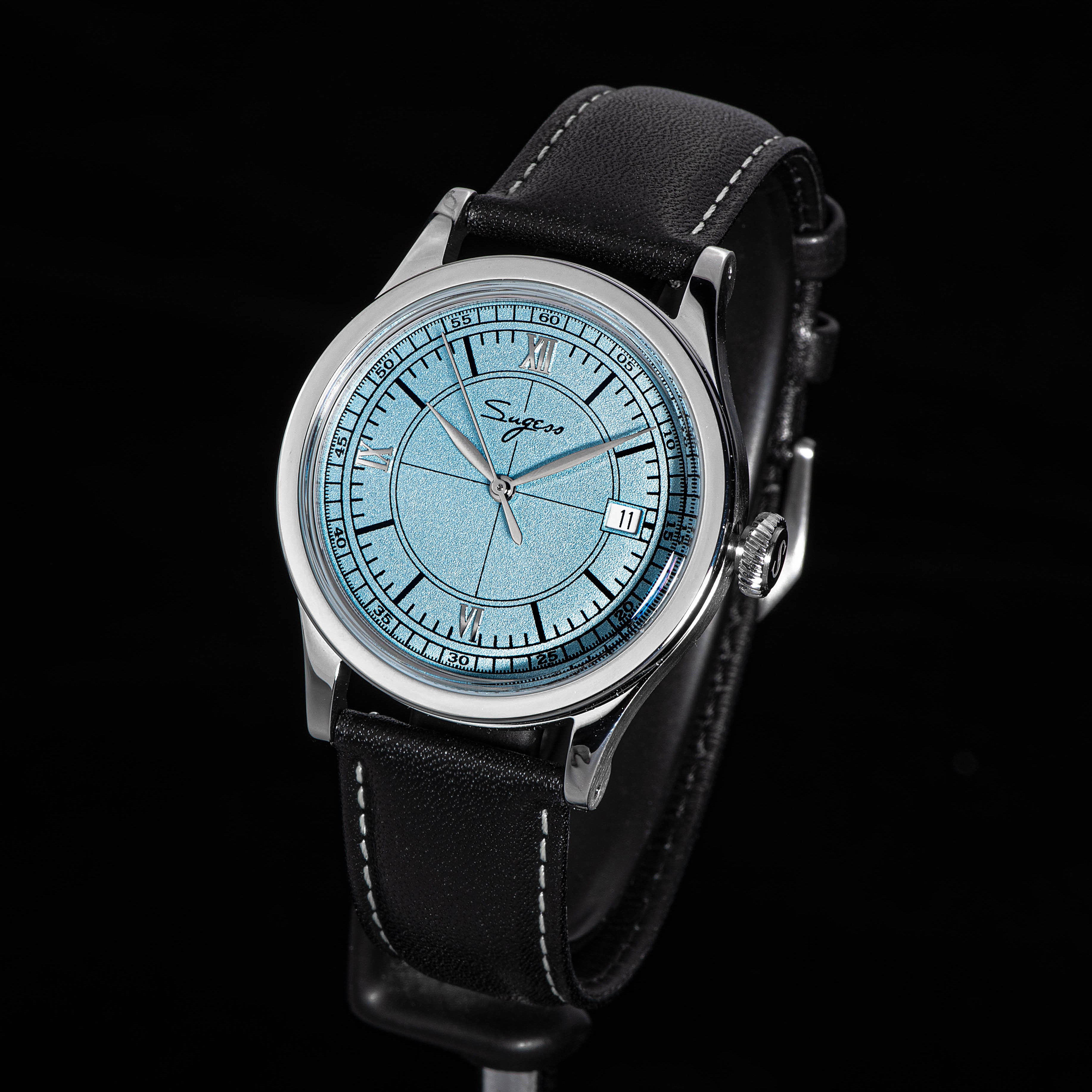 Heritage 411-3B Seagull 2130 Movement  Stainless Steel Case Deep Light Blue Dial SU4113BLB-TIME.SHOP