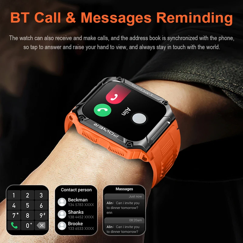 Hit 1.95 "new Bluetooth call smart watch men sport fitness tracker compass weather IP68 waterproof male smartwatch 400mAh