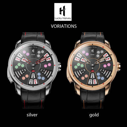 Lucky Harvey Automaton Player Series Silver Three Card Poker (SAN GONG) Roulette Automatic Watch
