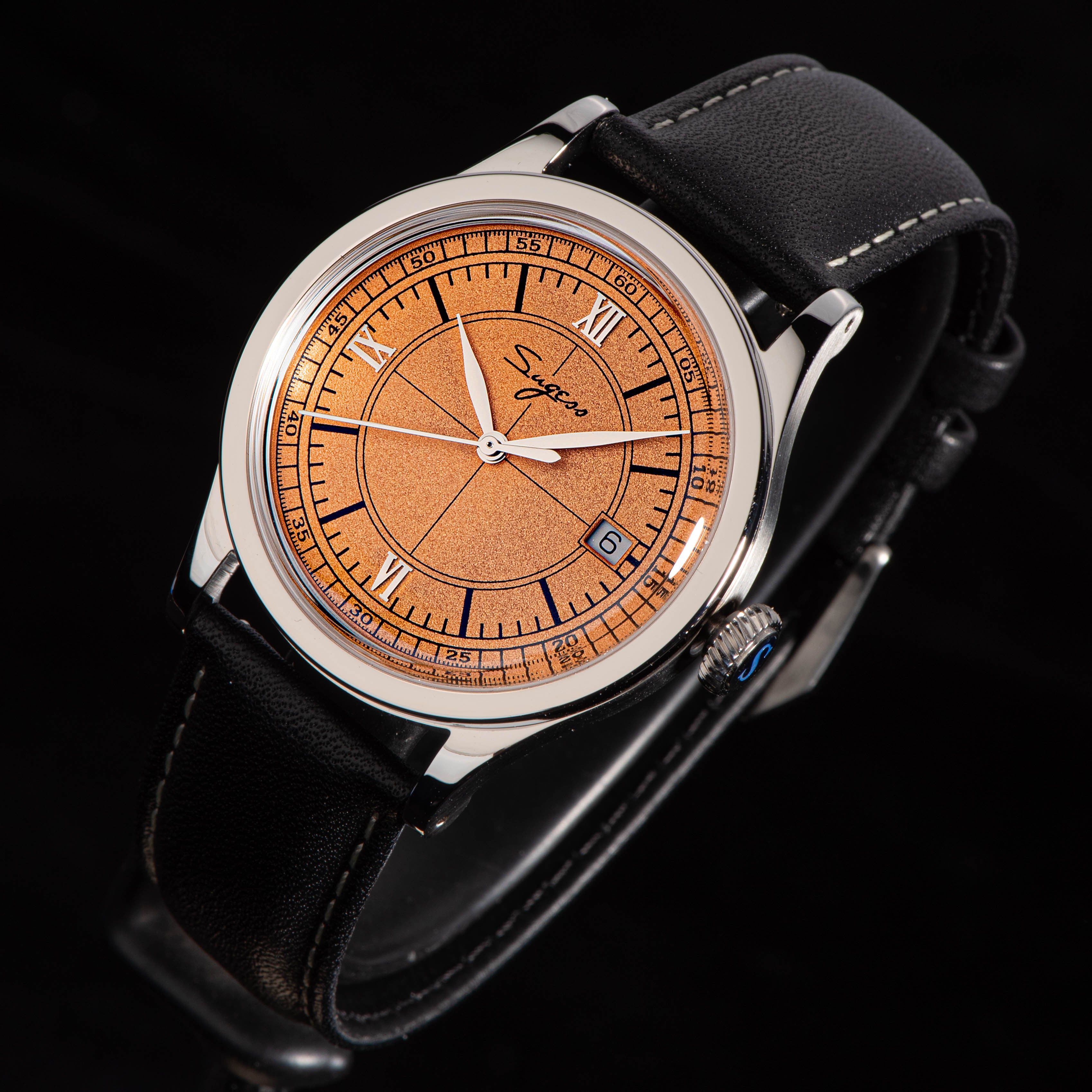 Heritage 411-3B Seagull 2130 Movement  Stainless Steel Case Deep Orange Dial SU4113BOR-TIME.SHOP